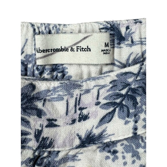 Abercrombie & Fitch Linen Blend Shorts M Blue Toile Tropical Print‎ Resort Beach - Picture 7 of 11